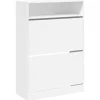 vidaXL - Schoenenkast met opbergvak en 2 kleppen 12 paar - Wit - 80x34x116 cm Clearance