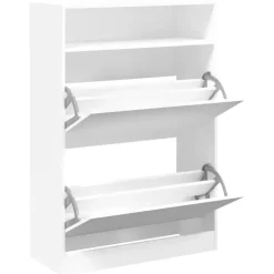 vidaXL - Schoenenkast met opbergvak en 2 kleppen 12 paar - Wit - 80x34x116 cm Clearance