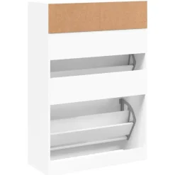 vidaXL - Schoenenkast met opbergvak en 2 kleppen 12 paar - Wit - 80x34x116 cm Clearance