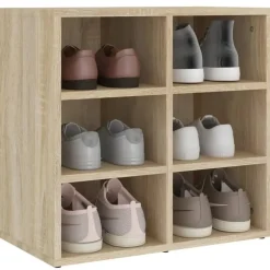 vidaXL - Schoenenkast met 6 vakken - Sonoma eiken - Bewerkt hout - 52.5x30x50 cm