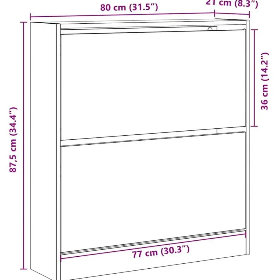 vidaXL - Schoenenkast voor entree 4 paar - Gerookt eiken - 80x21x87,5 cm Clearance