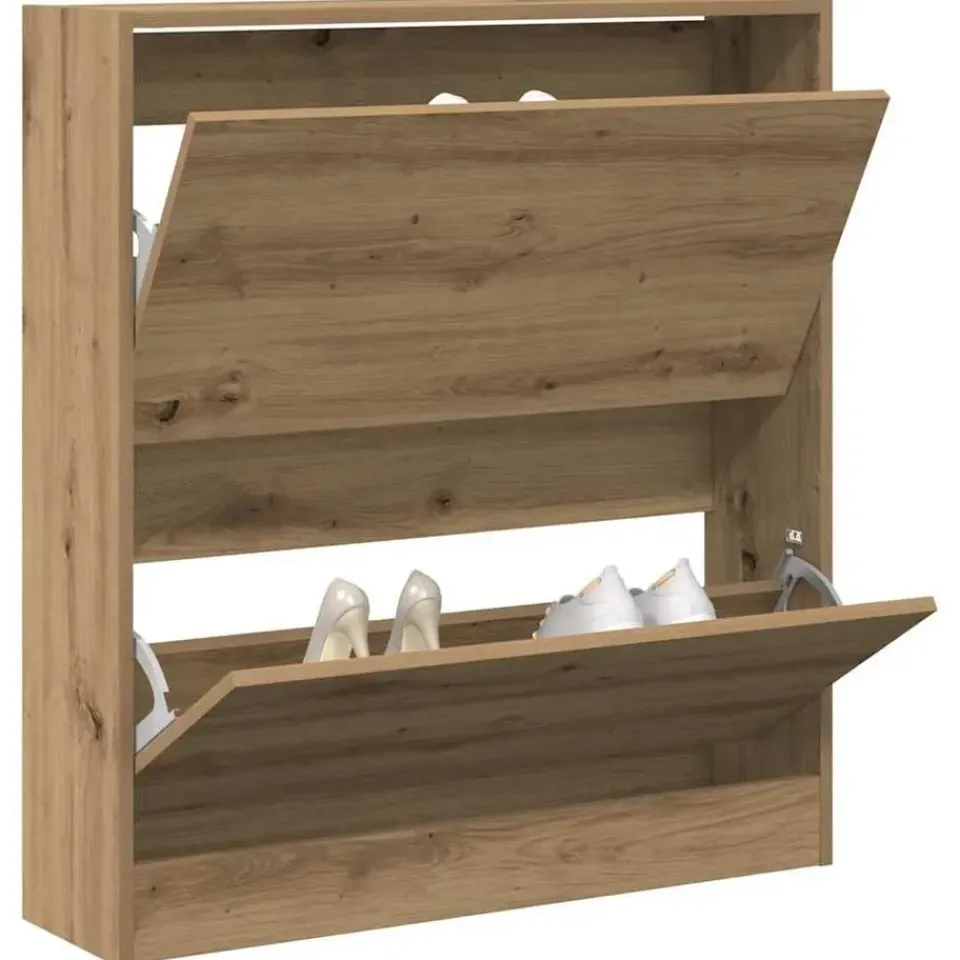 vidaXL - Schoenenkast voor entree 4 paar - Gerookt eiken - 80x21x87,5 cm Clearance
