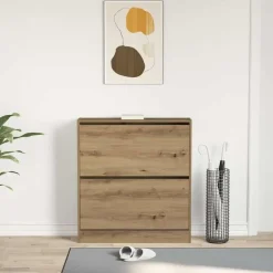vidaXL - Schoenenkast voor entree 4 paar - Gerookt eiken - 80x21x87,5 cm Clearance