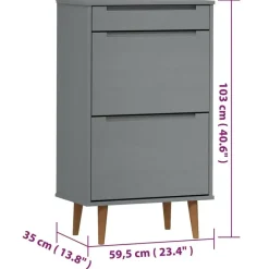 vidaXL - Schoenenrek - Grijs - Grenenhout Outlet