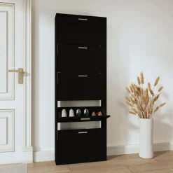 vidaXL - Schoenenrek - Zwart - Bewerkt hout Outlet