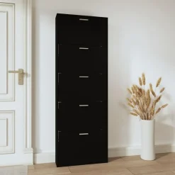 vidaXL - Schoenenrek - Zwart - Bewerkt hout Outlet