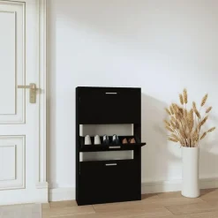 vidaXL - Schoenenrek - Zwart - Bewerkt hout Outlet