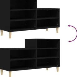 vidaXL - Schoenenrek - Zwart - Bewerkt hout Outlet