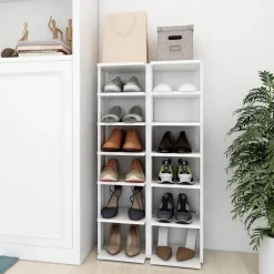 vidaXL - Schoenrek - Wit - Bewerkt hout - 2 stuks Clearance