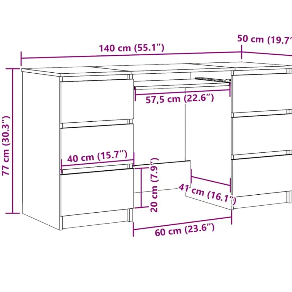 vidaXL - Schrijfbureau - Grijs - Bewerkt hout Clearance