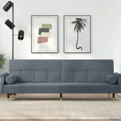 vidaXL - Slaapbank - Donkergrijs - Fluweel - Met kussens Best