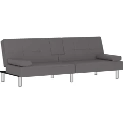 vidaXL - Slaapbank met bekerhouders - Grijs - Kunstleer Hot