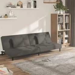 vidaXL - Slaapbank 2-zits - Donkergrijs - Fluweel - Met kussens Best
