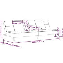 vidaXL - Slaapbank 2-zits - Donkergrijs - Fluweel - Met kussens Best