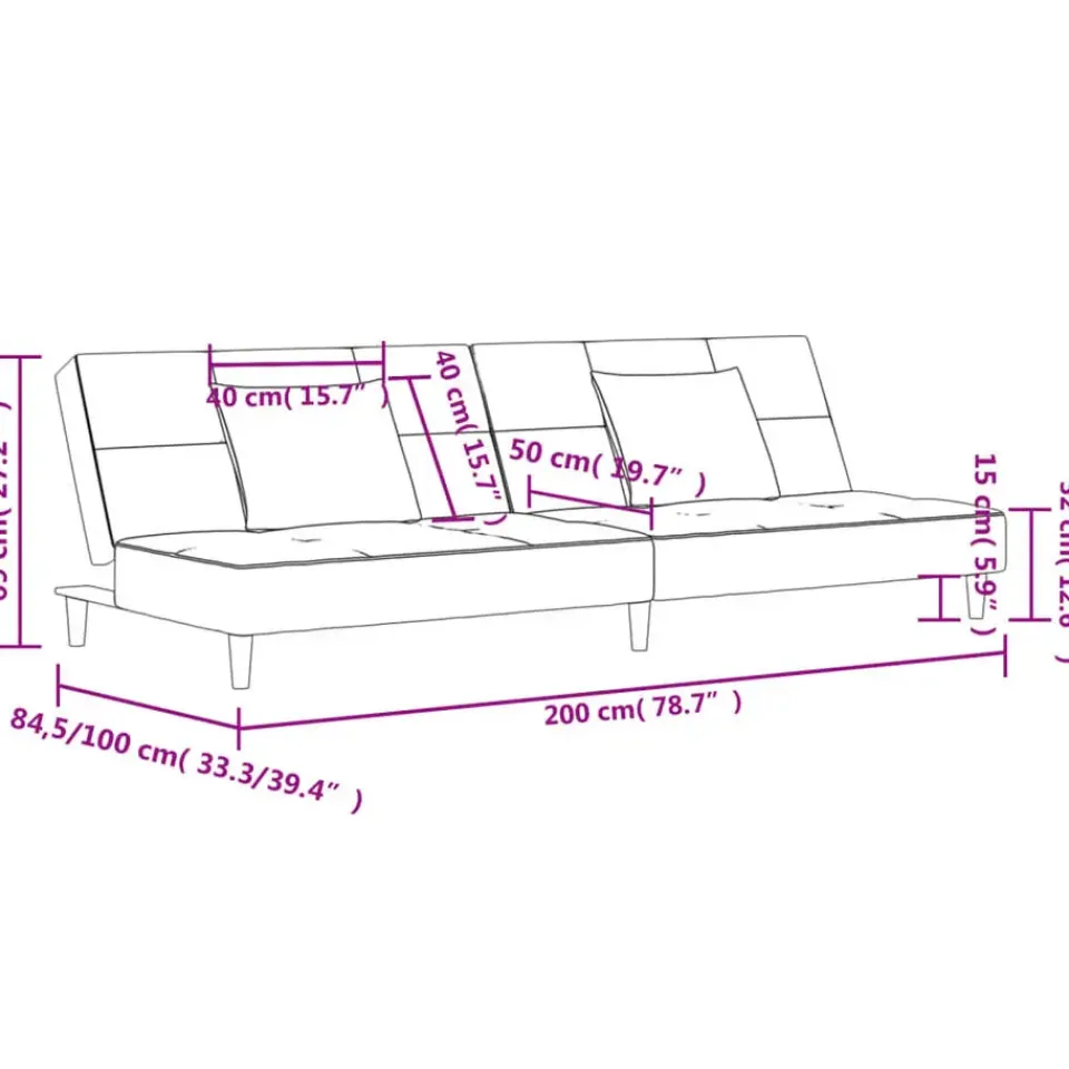 vidaXL - Slaapbank 2-zits - Donkergrijs - Fluweel - Met kussens Best