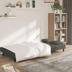 vidaXL - Slaapbank 2-zits - Donkergrijs - Fluweel - Met kussens Best