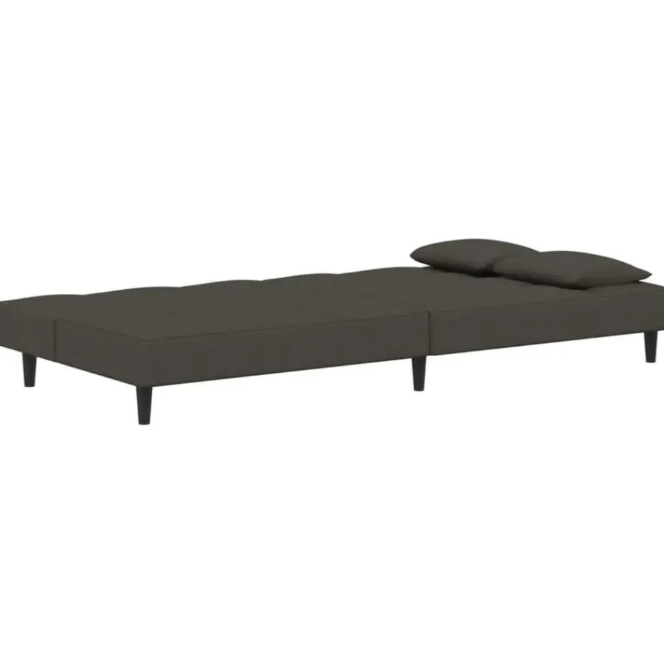 vidaXL - Slaapbank 2-zits - Donkergrijs - Fluweel - Met kussens Best