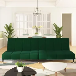 vidaXL - Slaapbank 2-zits - Donkergroen - Fluweel Online