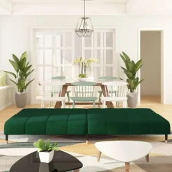 vidaXL - Slaapbank 2-zits - Donkergroen - Fluweel Online