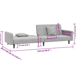 vidaXL - Slaapbank 2-zits - Grijs - Fluweel - Met kussens Online