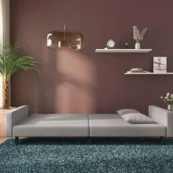 vidaXL - Slaapbank 2-zits - Grijs - Fluweel - Met kussens Online