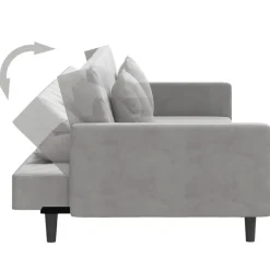 vidaXL - Slaapbank 2-zits - Grijs - Fluweel - Met kussens Online