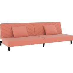 vidaXL - Slaapbank 2-zits - Roze - Fluweel - Met kussens Clearance