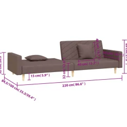 vidaXL - Slaapbank 2-zits - Taupe - Stof - Met kussens