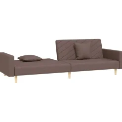 vidaXL - Slaapbank 2-zits - Taupe - Stof - Met kussens