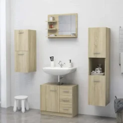 vidaXL - Spiegel - Bruin - Bewerkt hout Clearance