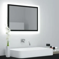 vidaXL - Spiegel - Zwart - Bewerkt hout Outlet