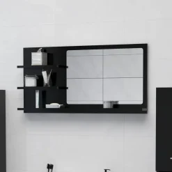 vidaXL - Spiegel - Zwart - Bewerkt hout Sale