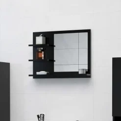 vidaXL - Spiegel - Zwart - Bewerkt hout