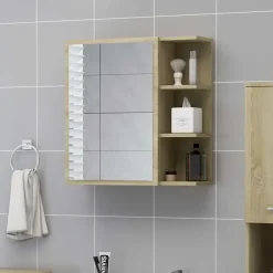 vidaXL - Spiegelkast - Bruin - Bewerkt hout Clearance