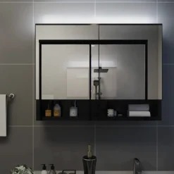 vidaXL - Spiegelkast - Zwart - MDF Hot