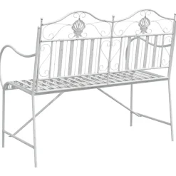 vidaXL - Staal Tuinbank - Wit - 103,5x59x89 cm Best