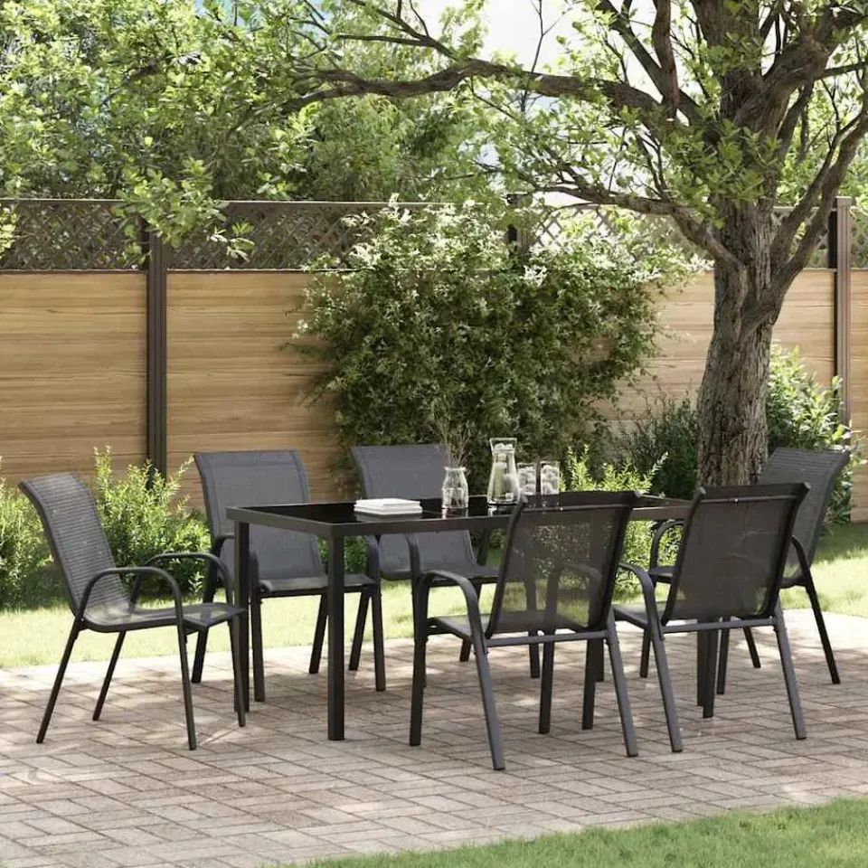 vidaXL - Stapelbare Tuinstoel - Zwart - Stof Online