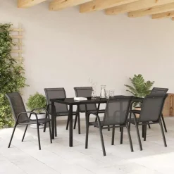 vidaXL - Stapelbare Tuinstoel - Zwart - Stof Online