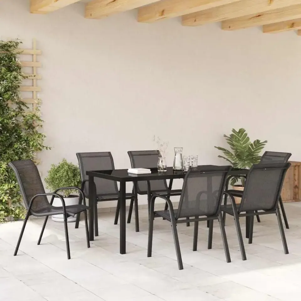 vidaXL - Stapelbare Tuinstoel - Zwart - Stof Online