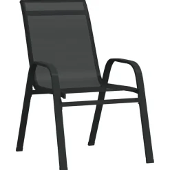 vidaXL - Stapelbare Tuinstoel - Zwart - Stof Online