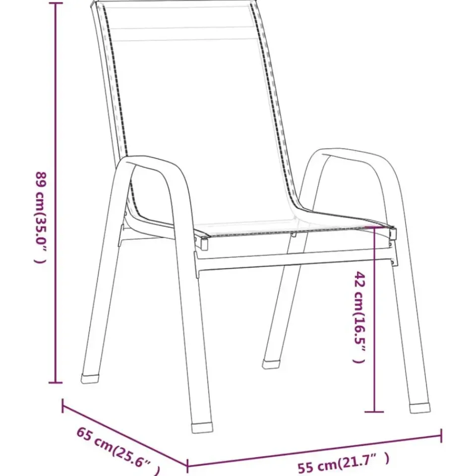 vidaXL - Stapelbare Tuinstoel - Zwart - Stof Online