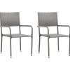 vidaXL - Stapelstoelen - Grijs - Poly rattan - 2 stuks Sale