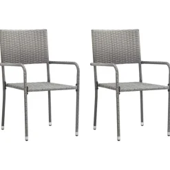 vidaXL - Stapelstoelen - Grijs - Poly rattan - 2 stuks Sale