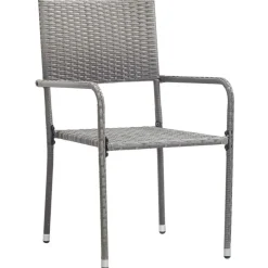 vidaXL - Stapelstoelen - Grijs - Poly rattan - 2 stuks Sale