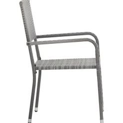 vidaXL - Stapelstoelen - Grijs - Poly rattan - 2 stuks Sale