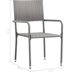 vidaXL - Stapelstoelen - Grijs - Poly rattan - 2 stuks Sale