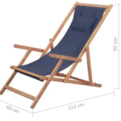 vidaXL - Strandstoel - Blauw - Stof Clearance