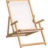 vidaXL - Strandstoel - Crème - Teakhout - Inklapbaar Best