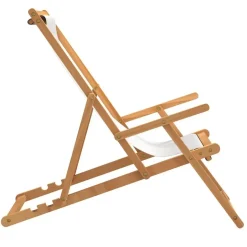 vidaXL - Strandstoel - Crème - Teakhout - Inklapbaar Best