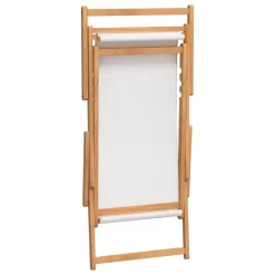 vidaXL - Strandstoel - Crème - Teakhout - Inklapbaar Best